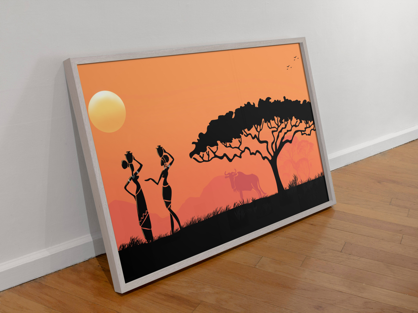 African Sunset Wall Canvas Art Sapatuu